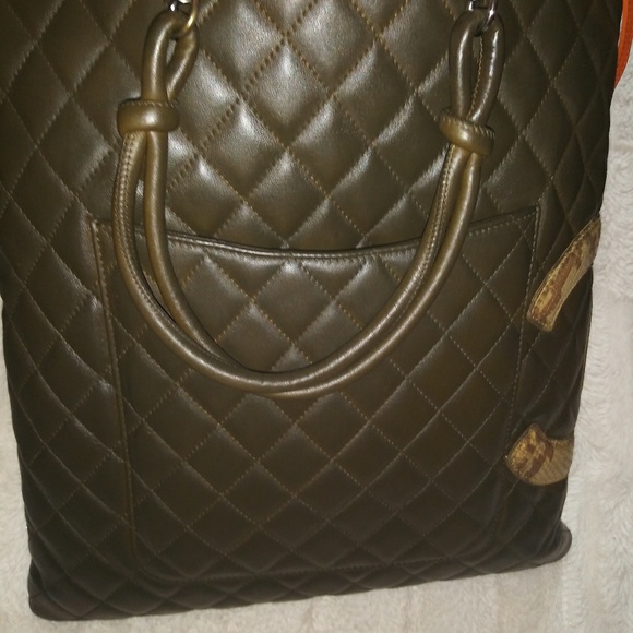 SOLD! Chanel Cambon Olive Green Python CC - Picture 4 of 7